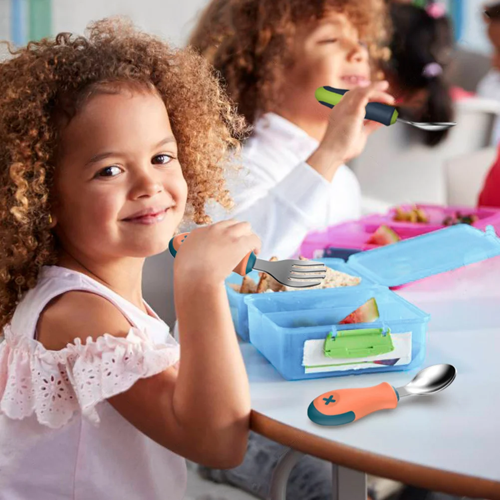 1Set Baby Feeding Fork Spoon Silicone Stainless Steel Kids Dining Tableware Fall Resistant Anti Skid Safe Infant Toddler Spoon
1Set Baby Feeding Fork Spoon Silicone Stainless Steel Kids Dining Tableware Fall Resistant Anti Skid Safe Infant Toddler Spoon