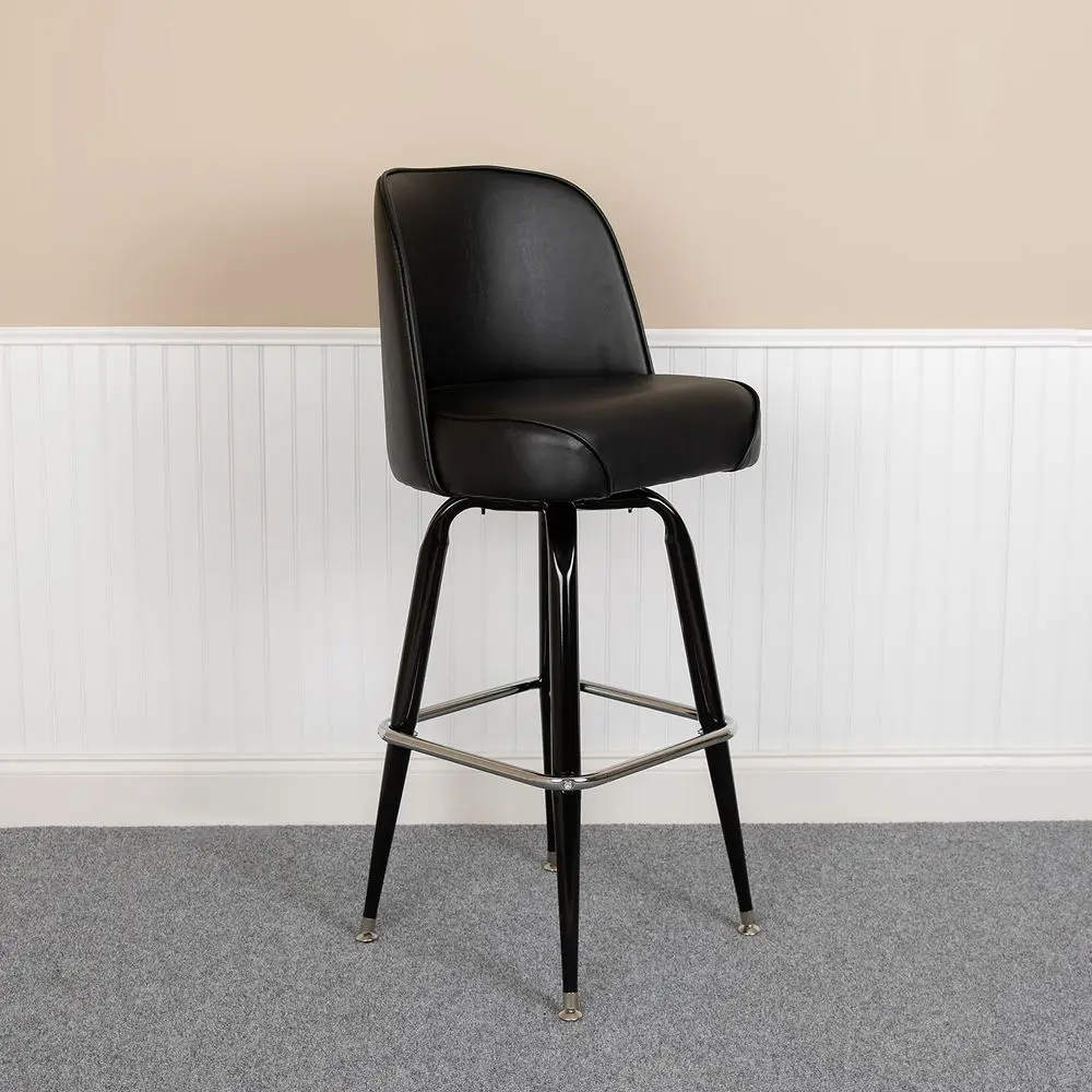 2 Pack Metal Barstool with Swivel Black Vinyl holstered Bucket Seat and Footrest
2 Pack Metal Barstool with Swivel Black Vinyl holstered Bucket Seat and Footrest
