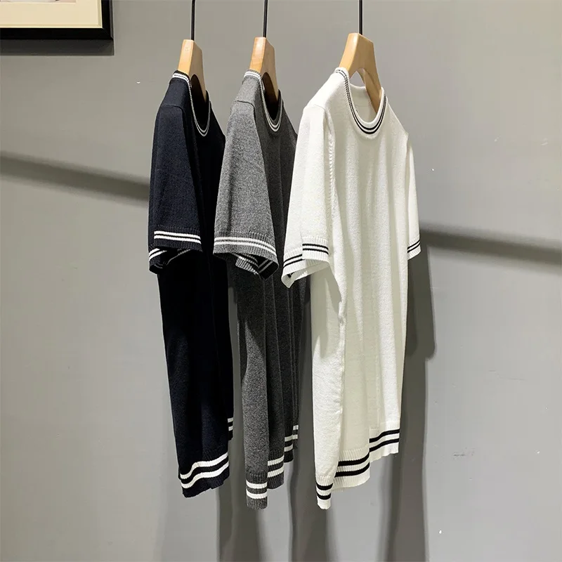 Summer Men's Ice Silk ort Sve T-irt Youth Faion Striped round Ne Thin Knitted f Sve Trendy Base Layer
Summer Men's Ice Silk ort Sve T-irt Youth Faion Striped round Ne Thin Knitted f Sve Trendy Base Layer
