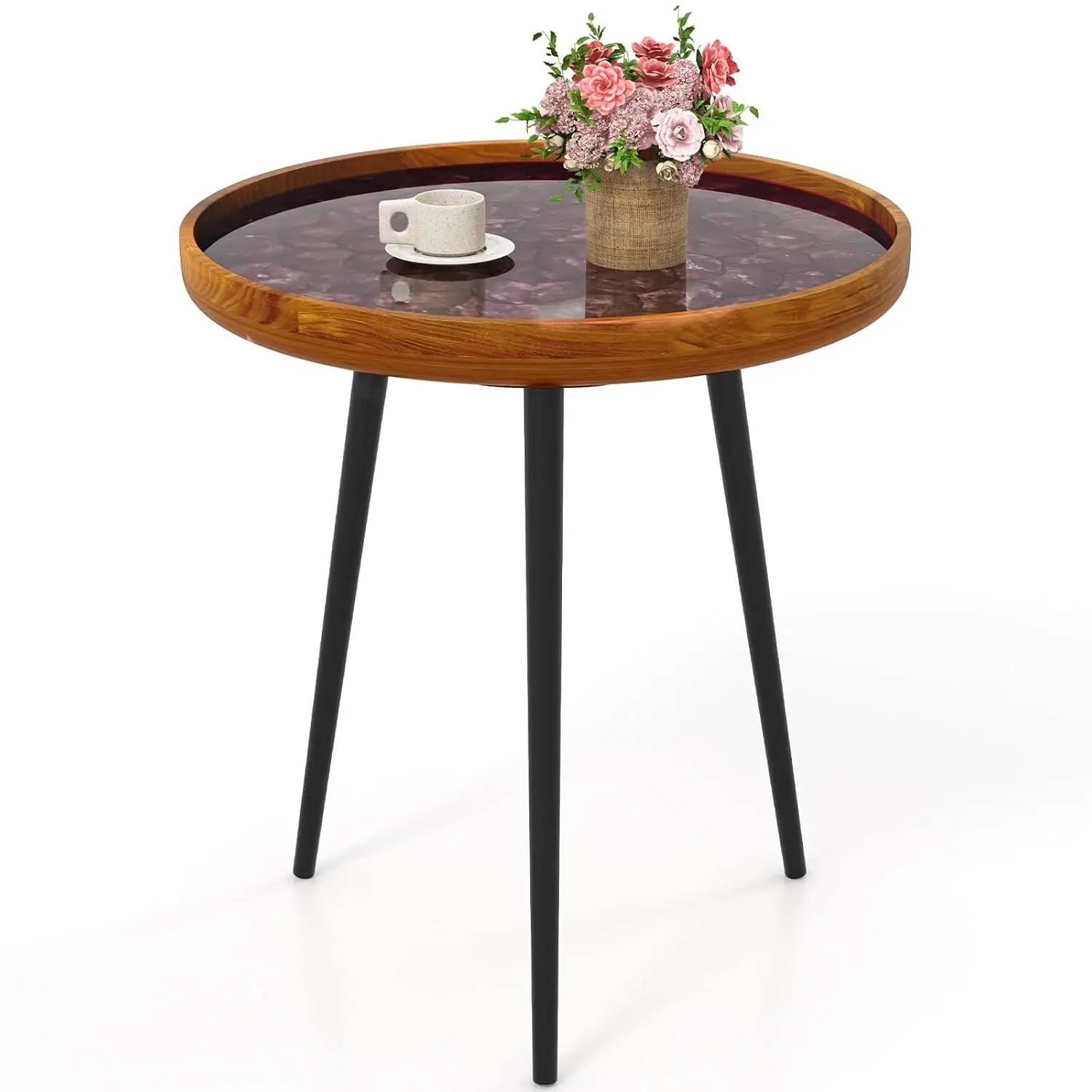 #Round Epoxy Resin End Table Sea Shell Tray Top Mahogany Frame Patio Pool Yard 20"x20"x21.5", Customized
#Round Epoxy Resin End Table Sea Shell Tray Top Mahogany Frame Patio Pool Yard 20"x20"x21.5", Customized