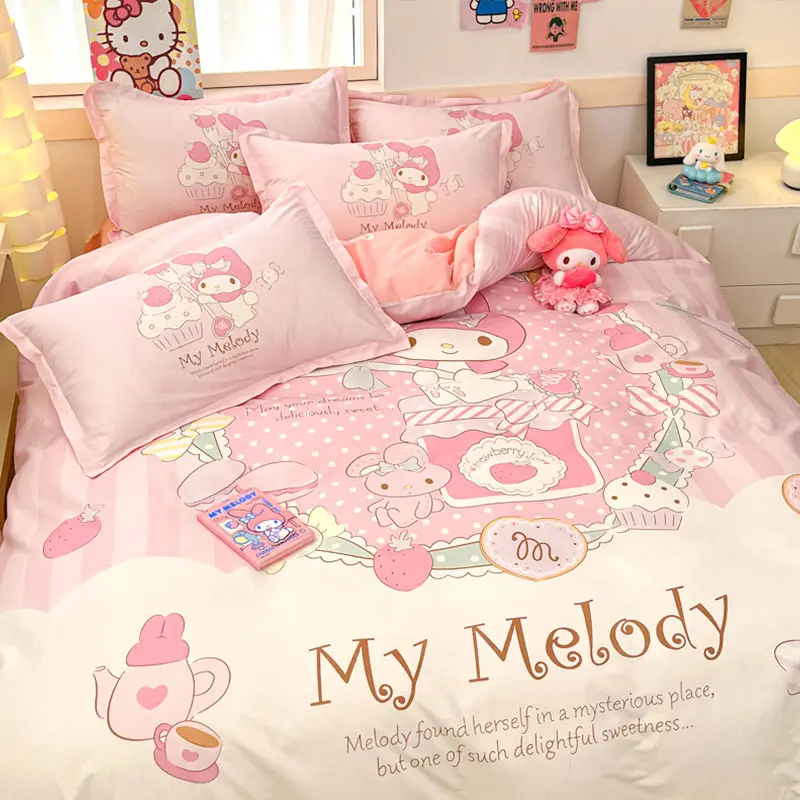 Original Sanrio Melody 100% Cotton Large Version Bed Four-piece Set Cotton Bed Sheet Quilt Cover Pillowcase Three-piece Set
Original Sanrio Melody 100% Cotton Large Version Bed Four-piece Set Cotton Bed Sheet Quilt Cover Pillowcase Three-piece Set
