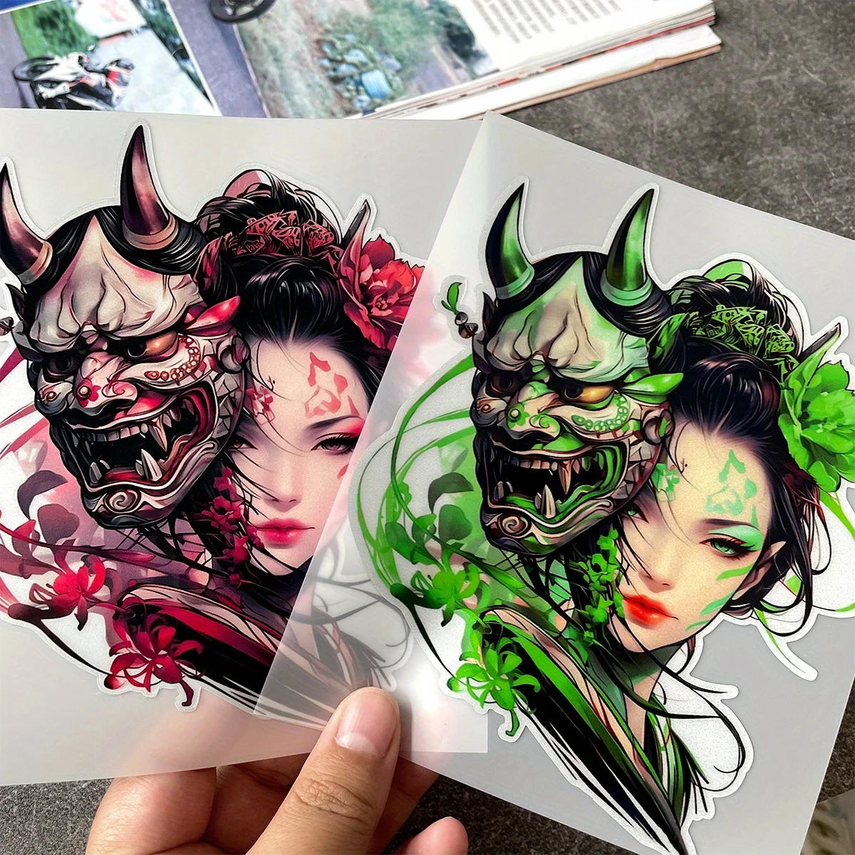 Reflective geisha-themed otome decals for motorcycles and cars. these japanese anime girl designs are perfect for decorating
Reflective geisha-themed otome decals for motorcycles and cars. these japanese anime girl designs are perfect for decorating