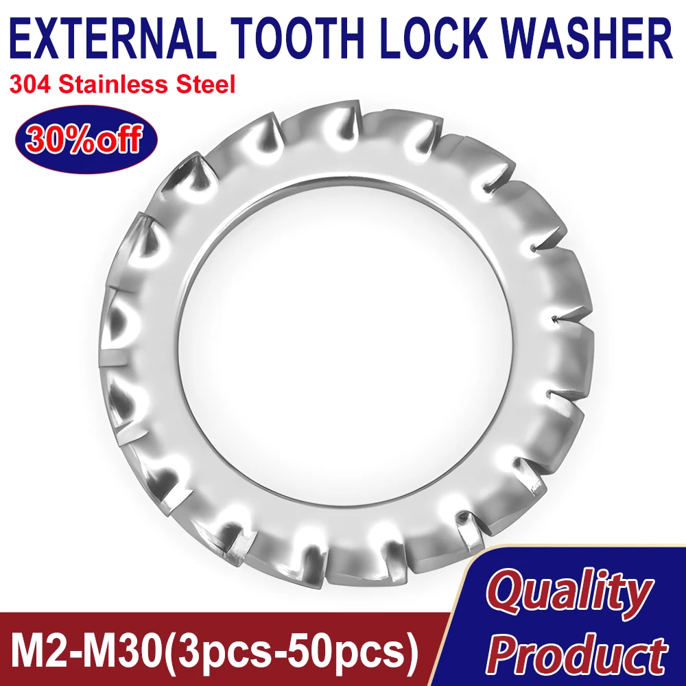 External Tooth Lock Washer Stainless Steel Shakeproof Star Gasket M2 M2.5 M3 M4 M5 M6 M8 M10 M12 M14 M16 M18 M20 M22 M24 M27 M30
External Tooth Lock Washer Stainless Steel Shakeproof Star Gasket M2 M2.5 M3 M4 M5 M6 M8 M10 M12 M14 M16 M18 M20 M22 M24 M27 M30