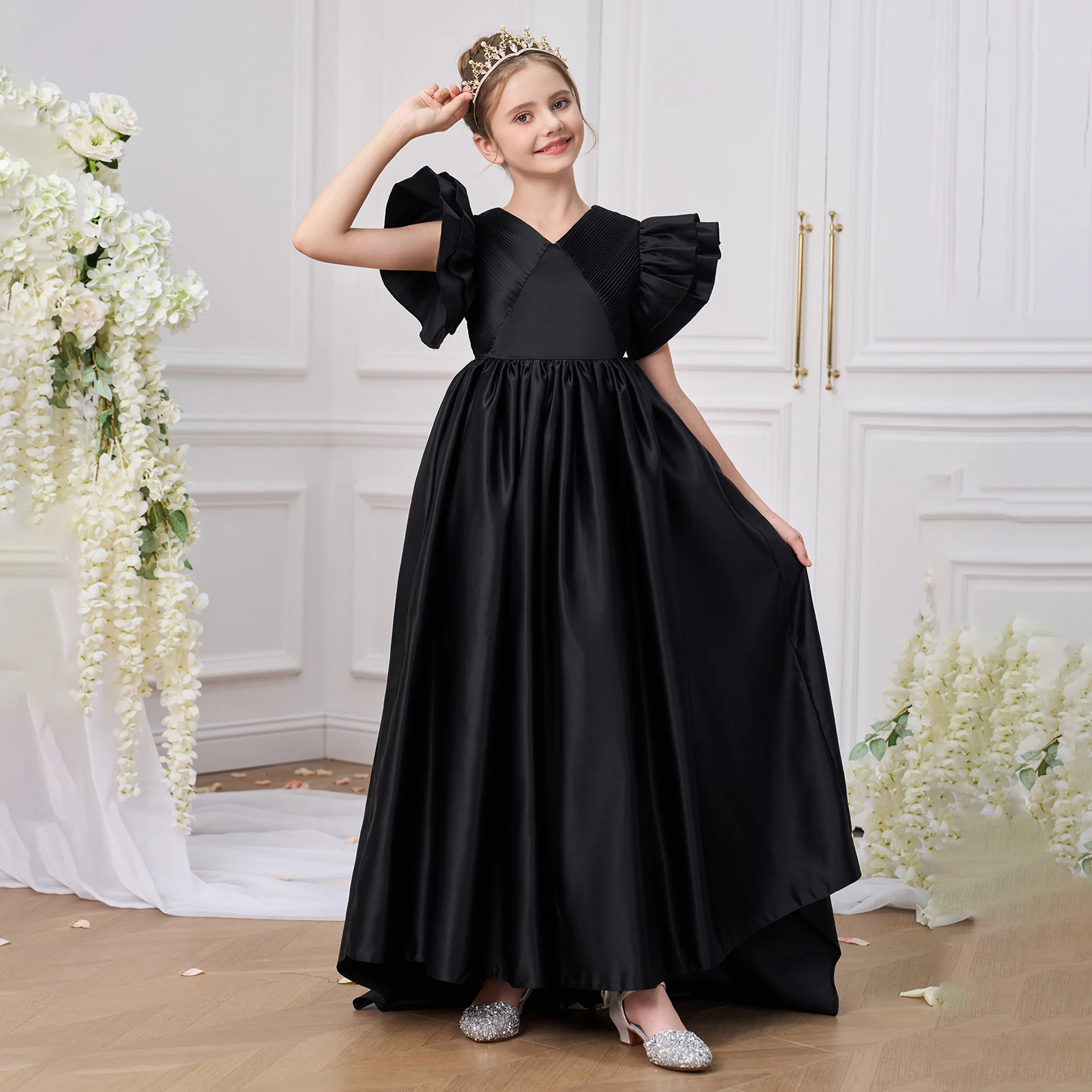 Fly Sleeve Party Girls Dress Elegant Trailing Bridesmaids Evening Gown V-neck Wedding Birthday Dresses Bow Princess Kids Clothes
Fly Sleeve Party Girls Dress Elegant Trailing Bridesmaids Evening Gown V-neck Wedding Birthday Dresses Bow Princess Kids Clothes