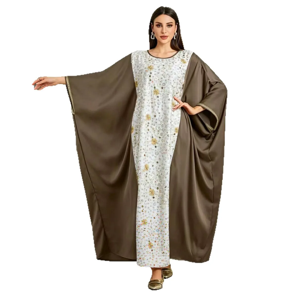 Fashion Sequins Embroidery Caftan Dress Abaya Batwing Sleeve Waist Fitted Loose Long Robe Muslim Women Dubai Eid Ramadan Outfit
Fashion Sequins Embroidery Caftan Dress Abaya Batwing Sleeve Waist Fitted Loose Long Robe Muslim Women Dubai Eid Ramadan Outfit