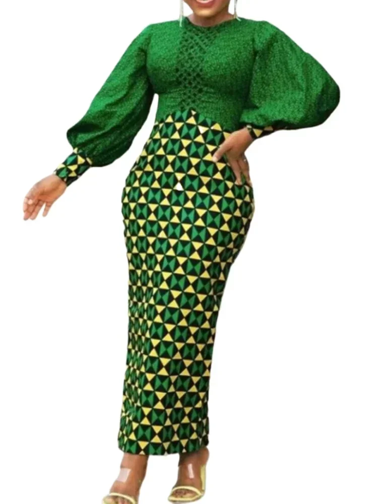Elegant Printed Green Dress for Women Vintage Lantern Sleeves Fitted Long Dresses for Party Evening Night Out Wedding Guest
Elegant Printed Green Dress for Women Vintage Lantern Sleeves Fitted Long Dresses for Party Evening Night Out Wedding Guest