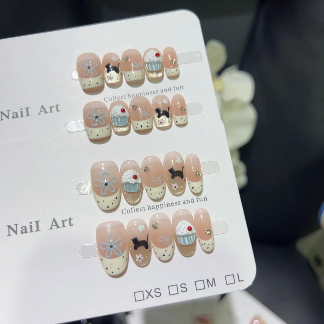 Flower cat ice cream summer short cute cartoon three-dimensional hand-kneaded cake bow pure hand-worn nail patch
Flower cat ice cream summer short cute cartoon three-dimensional hand-kneaded cake bow pure hand-worn nail patch