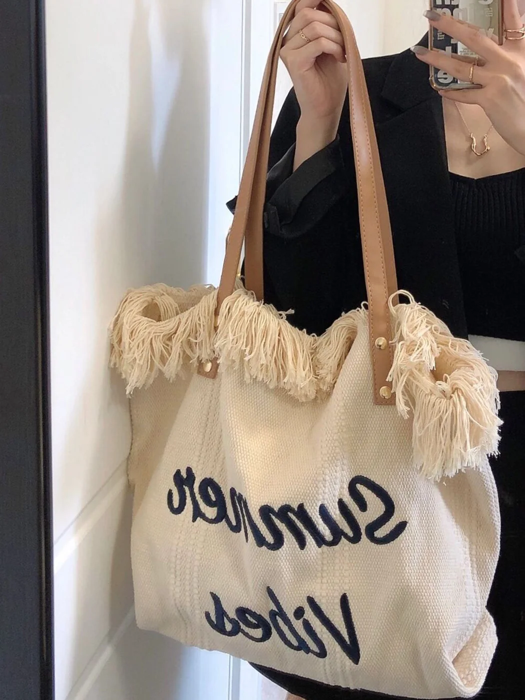 JIAERDI Tassel Brown Shoulder Bag Women Vintage Letter Embroidery Holiday Beach Underarm Bag Ladies Large Capacity Tote Bags
JIAERDI Tassel Brown Shoulder Bag Women Vintage Letter Embroidery Holiday Beach Underarm Bag Ladies Large Capacity Tote Bags