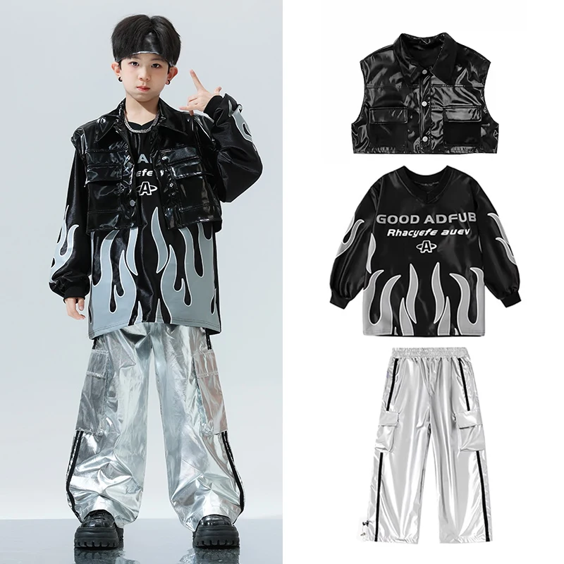 Boy's Hip Hop Performance Costume Jazz Dance Clothes Chinese style Set Kid's Dance School Team Outfit Shirt Silvery Pants XH1489
Boy's Hip Hop Performance Costume Jazz Dance Clothes Chinese style Set Kid's Dance School Team Outfit Shirt Silvery Pants XH1489