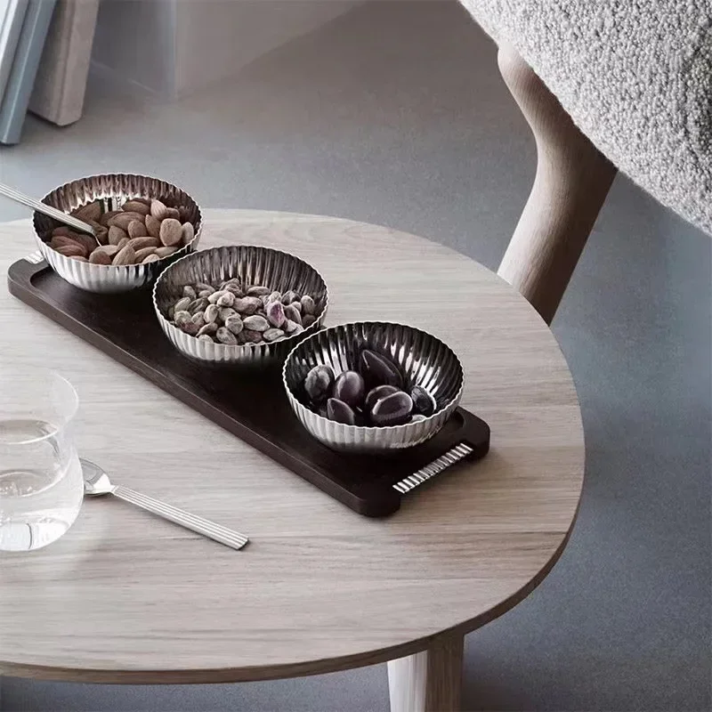Luxury Walnut Stainless Steel Dessert Bowl, Three Grid Striped Metal Snacks, Fruits, Nut Plate, Kitchen Storage Box, Home Decor
Luxury Walnut Stainless Steel Dessert Bowl, Three Grid Striped Metal Snacks, Fruits, Nut Plate, Kitchen Storage Box, Home Decor