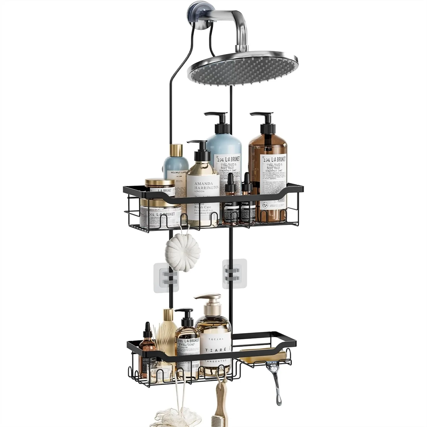 Shower Caddy Hanging Adjustable Height 2-Tier Over Showerhead Rust-Resistant Stainless Steel Rack with 15 Hooks Heavy Duty
Shower Caddy Hanging Adjustable Height 2-Tier Over Showerhead Rust-Resistant Stainless Steel Rack with 15 Hooks Heavy Duty