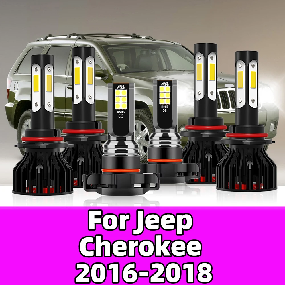 For Jeep Cherokee 2016 2017 2018 Car LED Headlight 6000K 120W 20000LM Super Bright Turbo Headlamp 9005 9006 Auto Fog Bulbs 5202
For Jeep Cherokee 2016 2017 2018 Car LED Headlight 6000K 120W 20000LM Super Bright Turbo Headlamp 9005 9006 Auto Fog Bulbs 5202