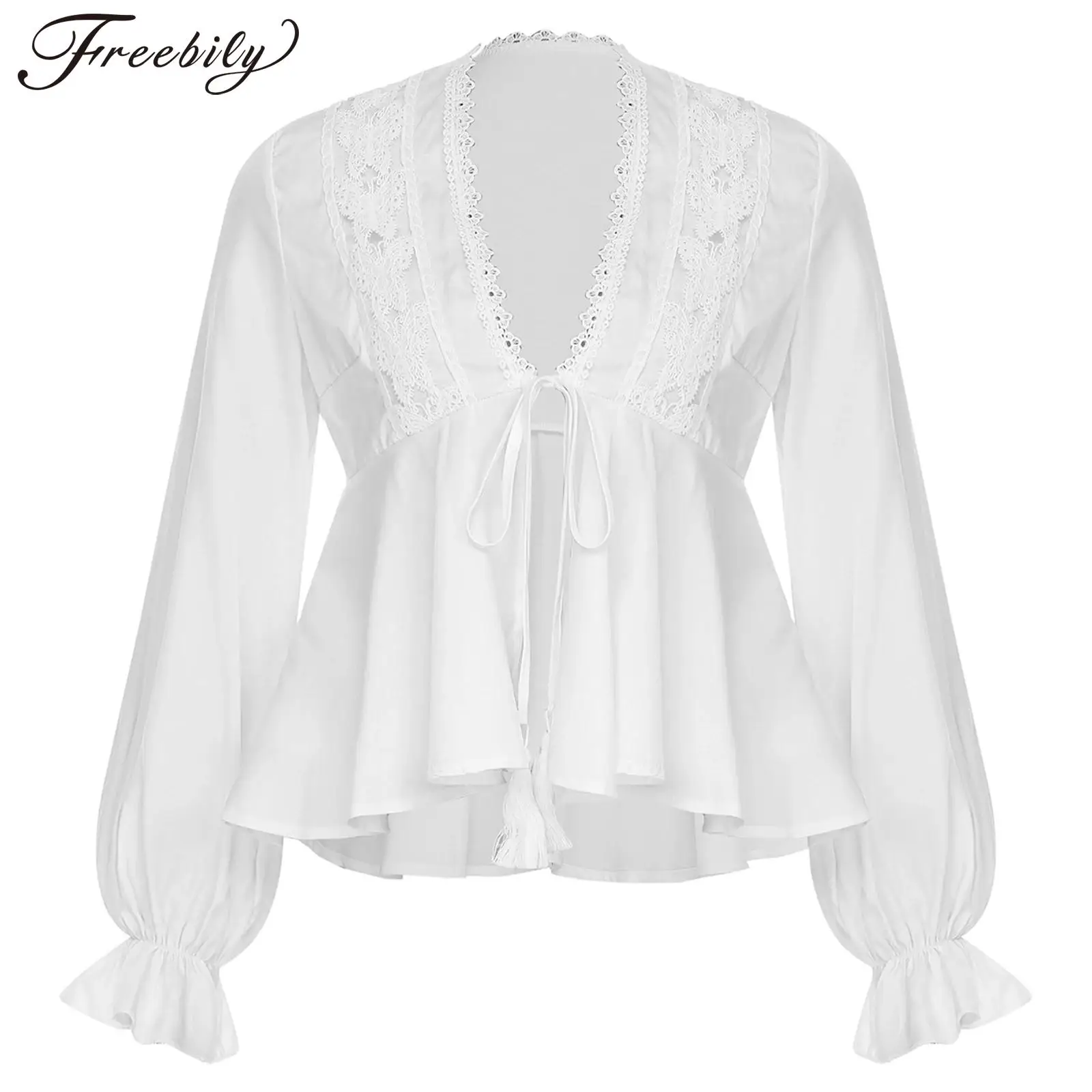 Autumn Women's Wear Fashion Clothes Women Blouses Fashion Vintage Lace V-neck Long Sleeve Blouse Ruffled Self-tied Strap Tops
Autumn Women's Wear Fashion Clothes Women Blouses Fashion Vintage Lace V-neck Long Sleeve Blouse Ruffled Self-tied Strap Tops