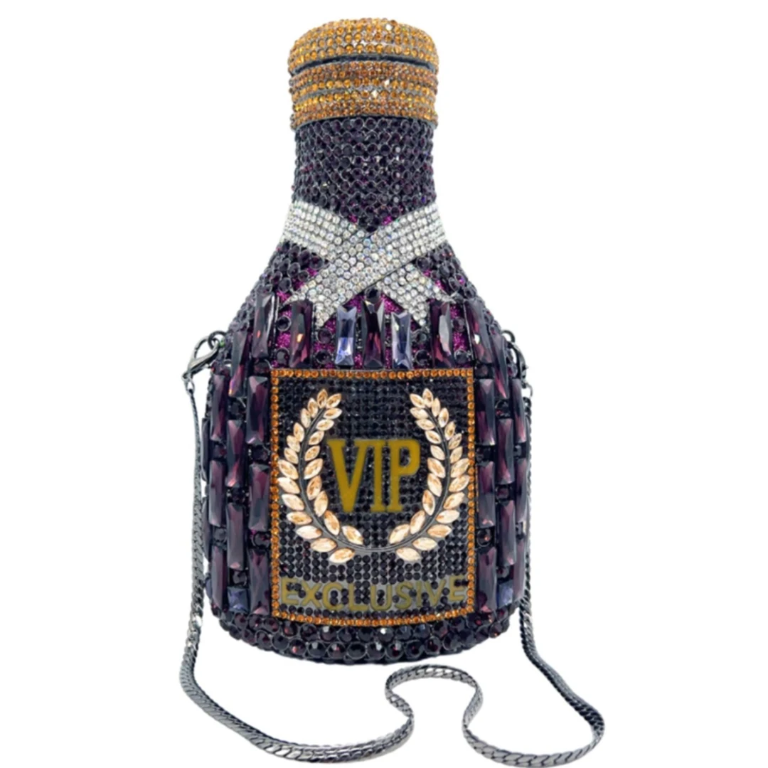 Бутылка шампанского с кристаллами, вечерняя сумка с VIP-писью, женский клатч с бриллиантами для свадебной вечеринки, кошельки для выпускного вечера, ужина, сумка со стразами, золотая/фиолетовая сумка 
Бутылка шампанского с кристаллами, вечерняя сумка с VIP-писью, женский клатч с бриллиантами для свадебной вечеринки, кошельки для выпускного вечера, ужина, сумка со стразами, золотая/фиолетовая сумка