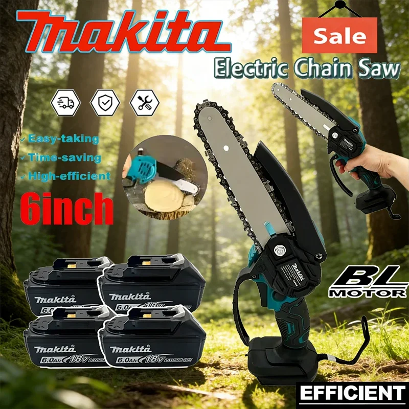 Электрическая цепная пила Makita 6 дюймов, ручная портативная пила для распиловки древесины, садовый инструмент для обрезки деревьев, работающий от аккумулятора 18В
Электрическая цепная пила Makita 6 дюймов, ручная портативная пила для распиловки древесины, садовый инструмент для обрезки деревьев, работающий от аккумулятора 18В