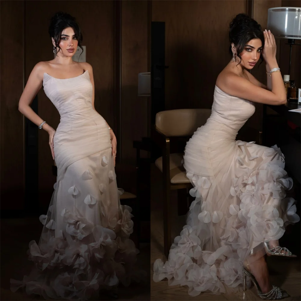 Customized Saudi Arabia Evening Dress Formal Scoop Neckline A-line Floor Length Skirts Layered Tulle Applique 3D Flower Bespoke
Customized Saudi Arabia Evening Dress Formal Scoop Neckline A-line Floor Length Skirts Layered Tulle Applique 3D Flower Bespoke