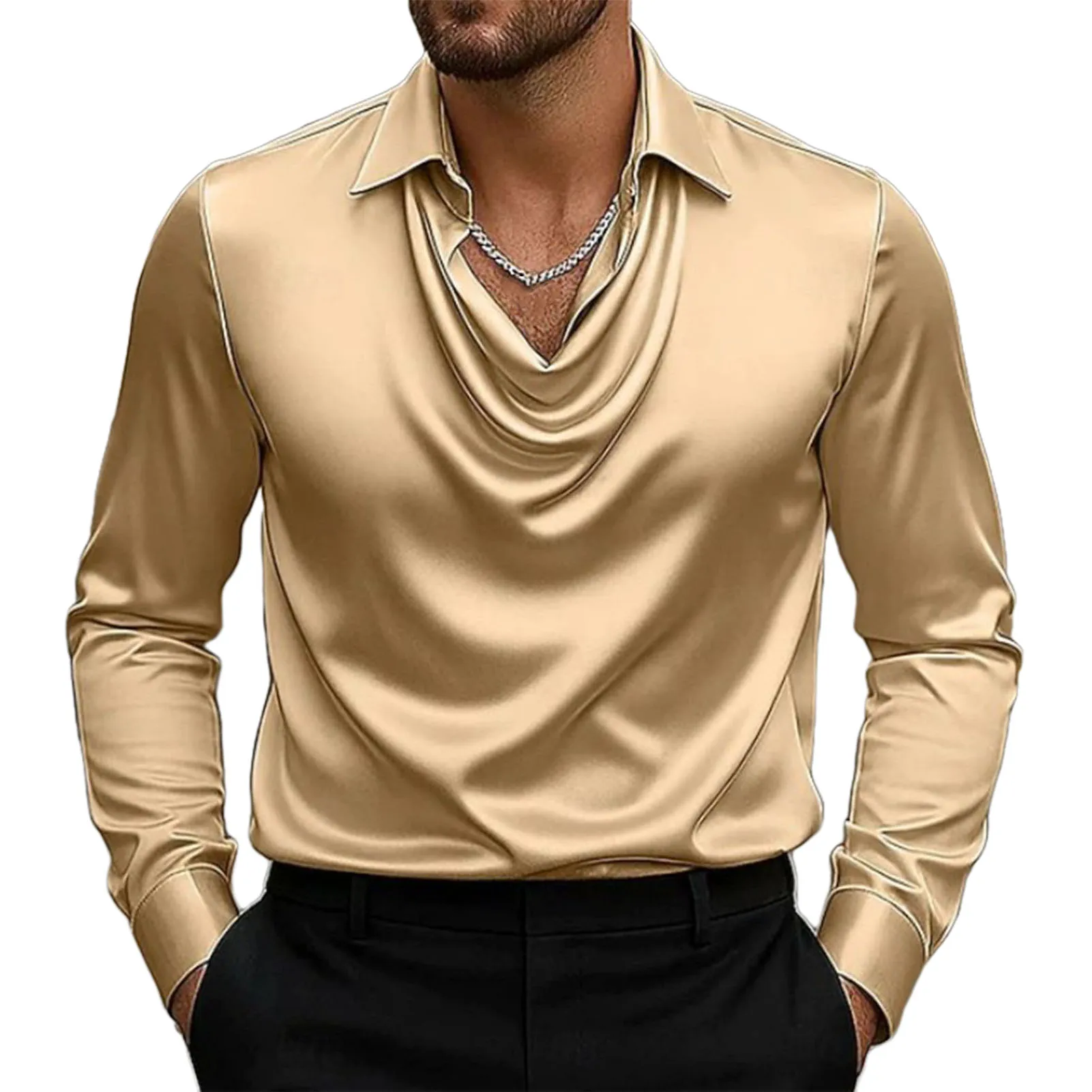 Casual Men's Satin Silk Dress Shirts Long Sleeve Social Single Breasted Button Turn-Down Collar Shirts Wedding Party Men Clothes
Casual Men's Satin Silk Dress Shirts Long Sleeve Social Single Breasted Button Turn-Down Collar Shirts Wedding Party Men Clothes