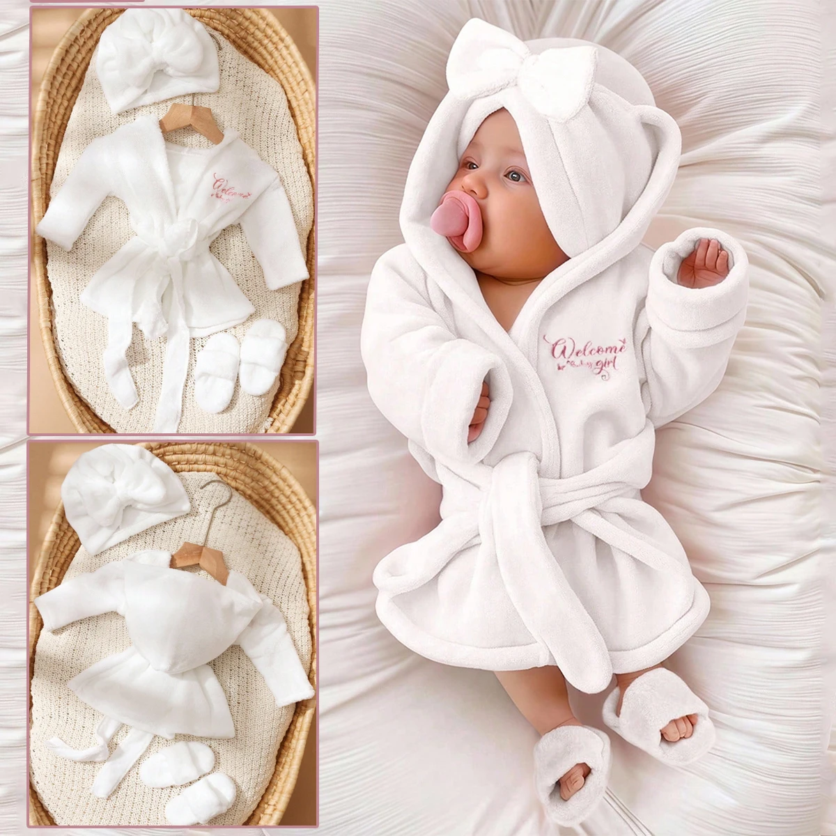 Ylsteed 4PCS Newborn Photography Props Baby Girl Bathrobes Bath Towel Outfit Slippers Embroidery Suit Infant Portrait Photo-HD
Ylsteed 4PCS Newborn Photography Props Baby Girl Bathrobes Bath Towel Outfit Slippers Embroidery Suit Infant Portrait Photo-HD