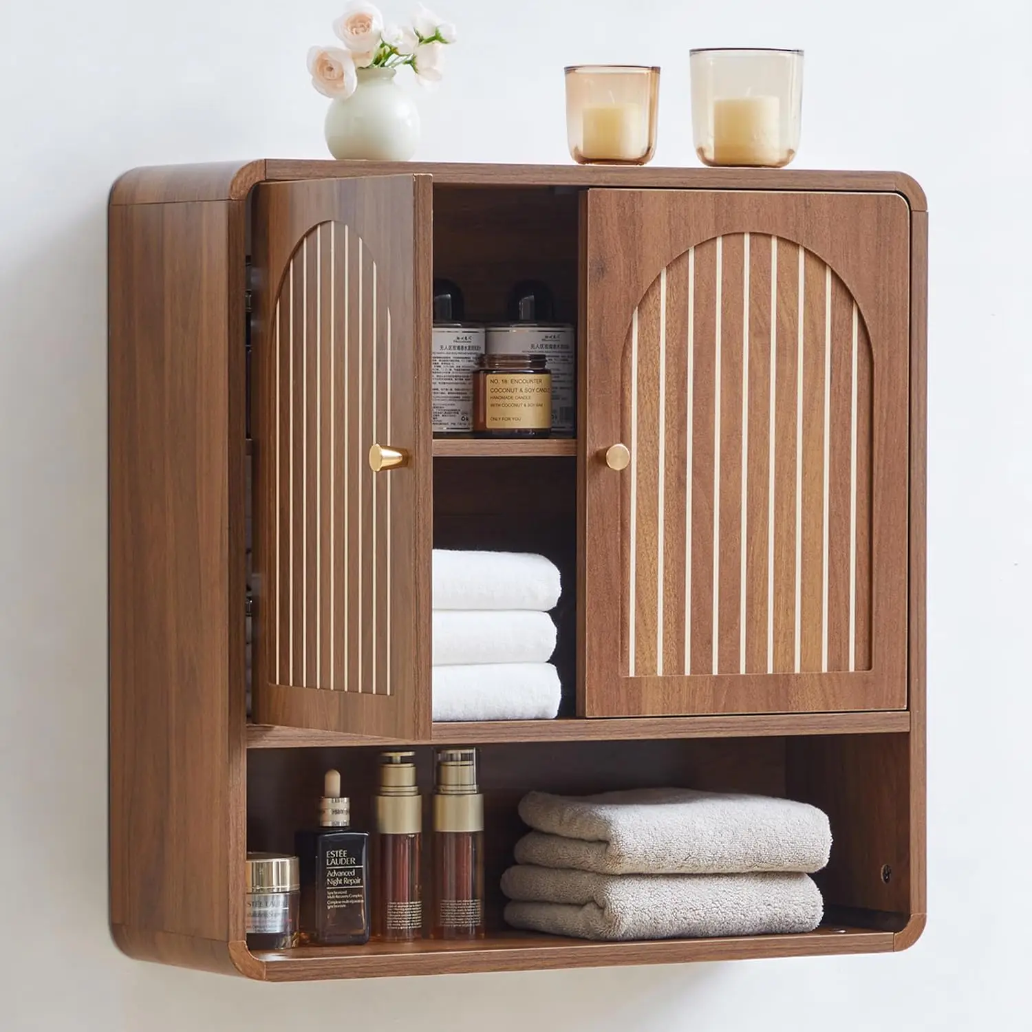 Wall Mounted Storage Cabinet with Adjustable Shelf & Door, Bathroom Kitchen Laundry Organizer, Walnut, Customized
Wall Mounted Storage Cabinet with Adjustable Shelf & Door, Bathroom Kitchen Laundry Organizer, Walnut, Customized