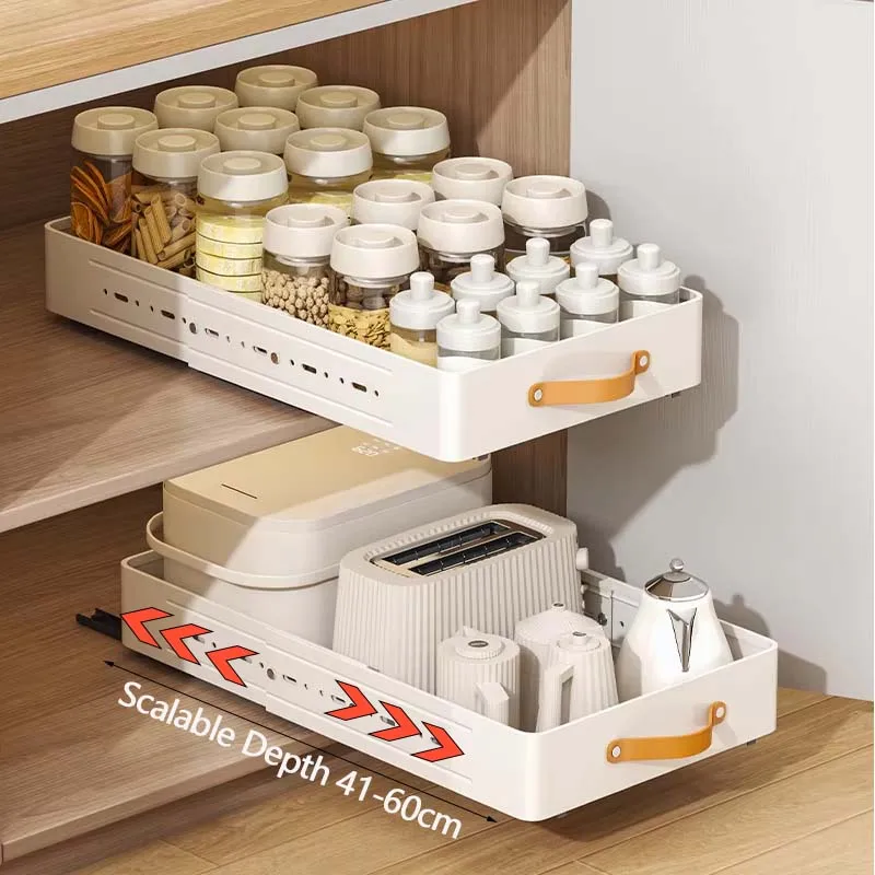 Expandable Kitchen Storage Shelf Cabinet Organizer - Pull-Out Slide Drawer Type Storage Tray with Spice Box Rack System
Expandable Kitchen Storage Shelf Cabinet Organizer - Pull-Out Slide Drawer Type Storage Tray with Spice Box Rack System