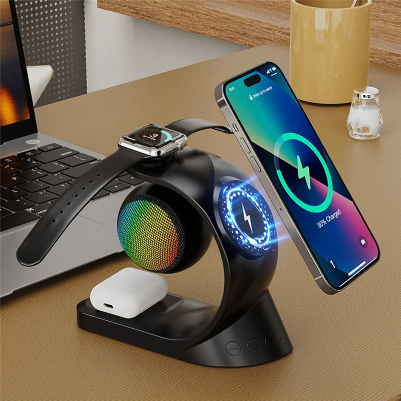 5 In 1 Bluetooth Speaker Magnetic Wireless Charger 15W Fast Charge For Watch Earphone For Universal Mobile
5 In 1 Bluetooth Speaker Magnetic Wireless Charger 15W Fast Charge For Watch Earphone For Universal Mobile