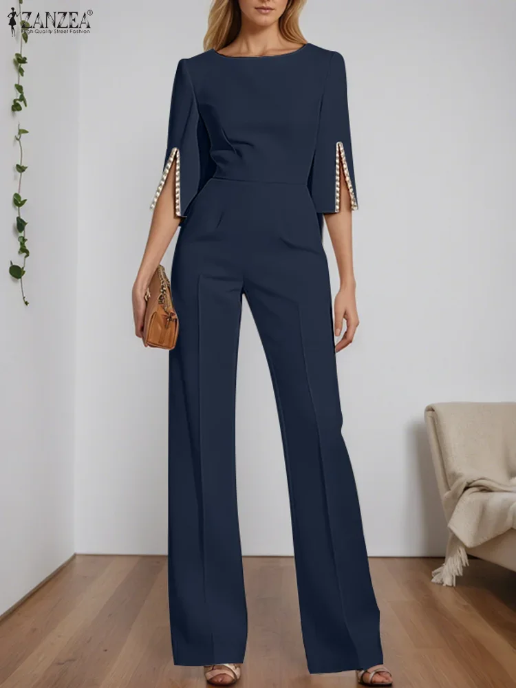 2025 ZANZEA Summer Elegant Long Jumpsuits Women Pearl Solid Rompers Fashion 3/4 Sleeve Casual Party Office Streetwear Playsuits
2025 ZANZEA Summer Elegant Long Jumpsuits Women Pearl Solid Rompers Fashion 3/4 Sleeve Casual Party Office Streetwear Playsuits