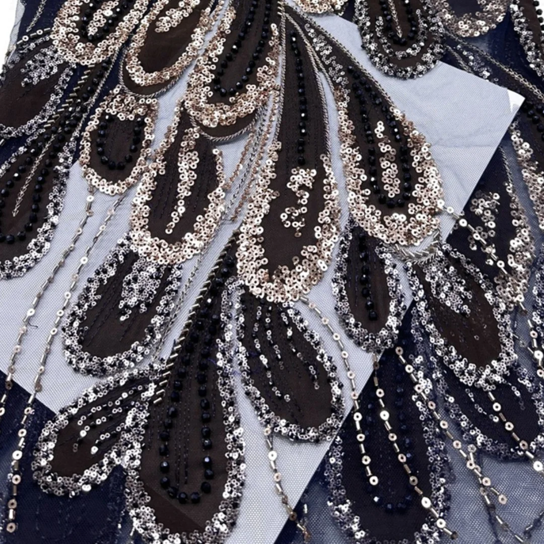 Latest Feather Embroidery Applique Lace Fabric Nigerian Sequins Beaded French Tulle for Sewing Banquet Dinner Women Dress
Latest Feather Embroidery Applique Lace Fabric Nigerian Sequins Beaded French Tulle for Sewing Banquet Dinner Women Dress
