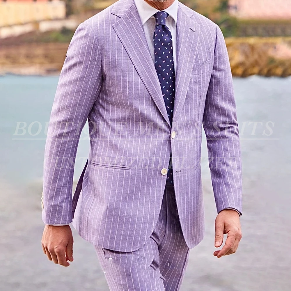 Gentlemen Stripe Men's Suits for Wedding Slim Fit Double Back Vent Blazer High Quality 2 Piece Jacket Pants Formal Blazer
Gentlemen Stripe Men's Suits for Wedding Slim Fit Double Back Vent Blazer High Quality 2 Piece Jacket Pants Formal Blazer