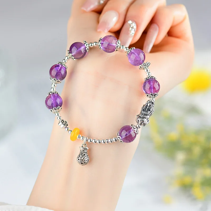Amethyst Pixiu Money Bag S925 Silver Accessories Ethnic Style Romantic Purple Women'S Bracelet
Amethyst Pixiu Money Bag S925 Silver Accessories Ethnic Style Romantic Purple Women'S Bracelet