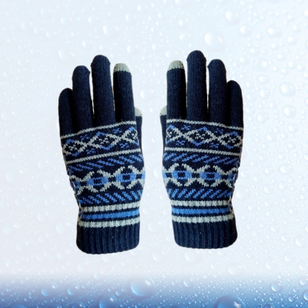 1 Pair Men'S Thick Knitted Woolen Yarn Warm Winter Gloves Full Finger Touch Screen Blue Soft Elastic For Outdoor Work Safety
1 Pair Men'S Thick Knitted Woolen Yarn Warm Winter Gloves Full Finger Touch Screen Blue Soft Elastic For Outdoor Work Safety