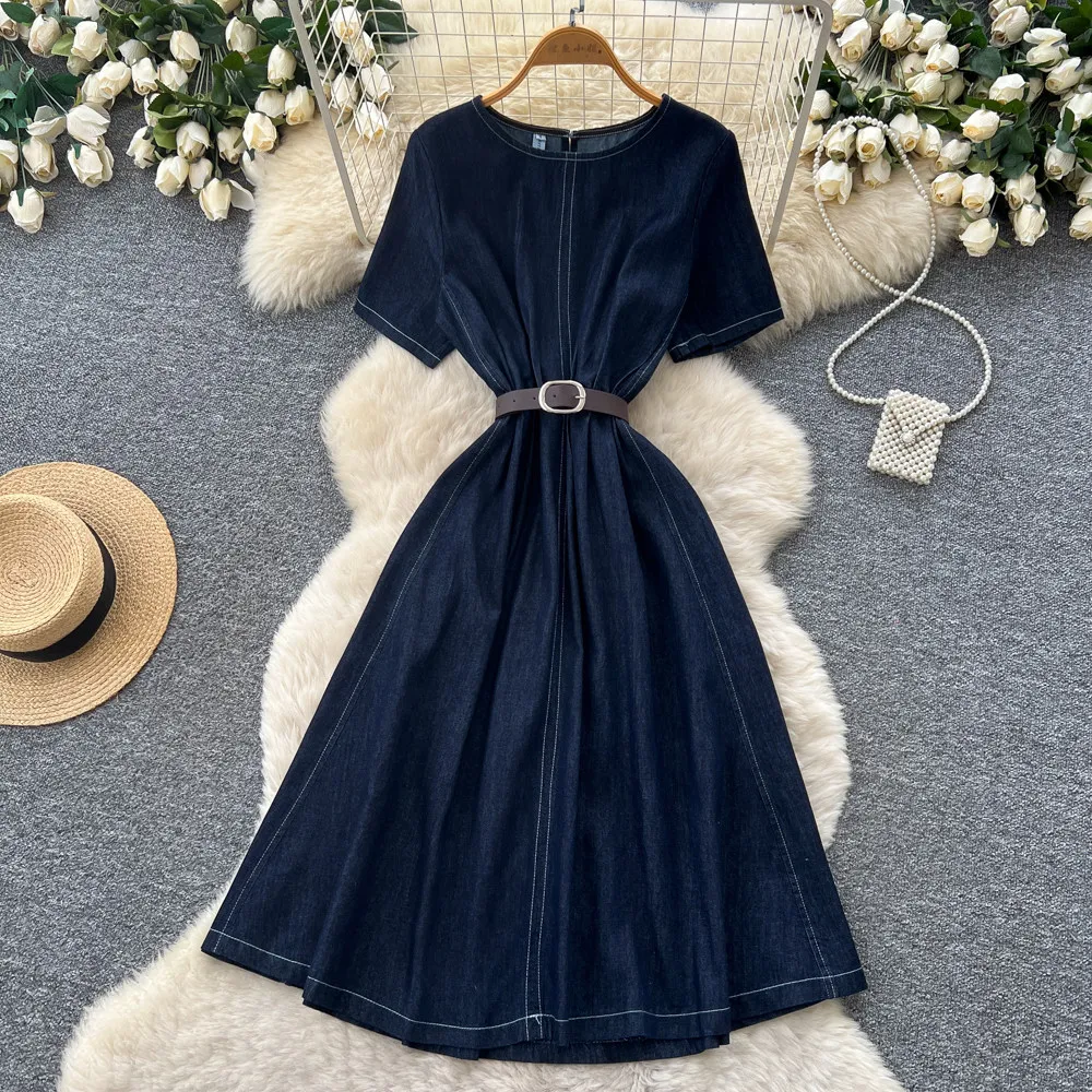 Long Dress Women Denim Dresses A Line Vestidos Y2k Streetwear Round Neck Short Sleeve Elegant Party Night Work Tigth Waist 2026
Long Dress Women Denim Dresses A Line Vestidos Y2k Streetwear Round Neck Short Sleeve Elegant Party Night Work Tigth Waist 2026