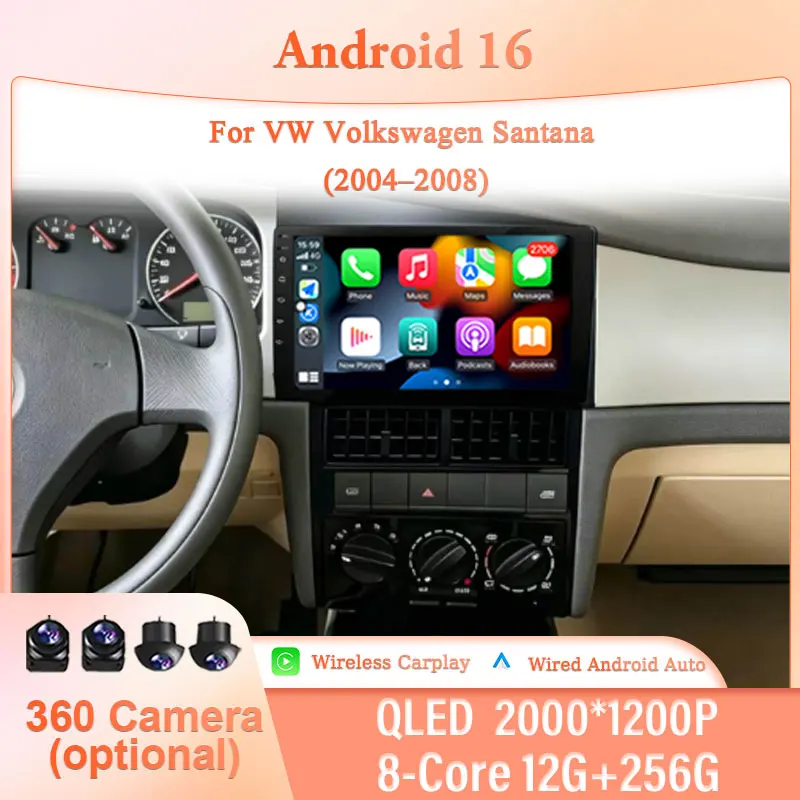 for VW Volkswagen Santana 2004–2008 9" Android 16 IPS HD BT 4G DSP Player Touch Screen Wireless CarPlay GPS Navi Multimedia Kit
for VW Volkswagen Santana 2004–2008 9" Android 16 IPS HD BT 4G DSP Player Touch Screen Wireless CarPlay GPS Navi Multimedia Kit