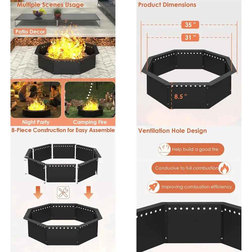 35 Восьмиугольный большой стальной вкладыш для костра, внутренний диаметр 31, кольцо для костра для выжигания по дереву на открытом воздухе для использования над или в земле
35 Восьмиугольный большой стальной вкладыш для костра, внутренний диаметр 31, кольцо для костра для выжигания по дереву на открытом воздухе для использования над или в земле