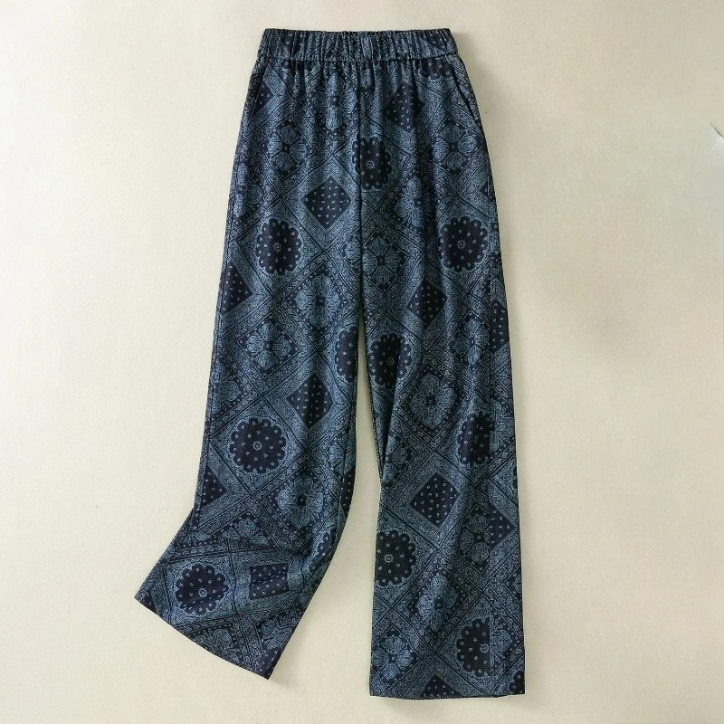 Новинка 2023 года, весенние винтажные прямые брюки с цветочным принтом, женские тонкие этнические хлопковые льняные брюки с эластичной резинкой на талии, женские брюки
Новинка 2023 года, весенние винтажные прямые брюки с цветочным принтом, женские тонкие этнические хлопковые льняные брюки с эластичной резинкой на талии, женские брюки