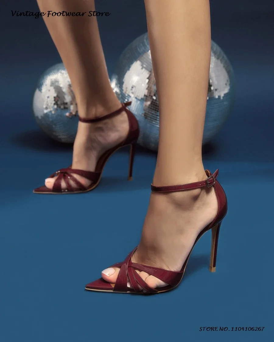 Cross-strap Ankle Strap Leather Sandals Office Ladies Pointed Open Toe High Stiletto Heels Summer Buckle Strap Party Dress Shoes
Cross-strap Ankle Strap Leather Sandals Office Ladies Pointed Open Toe High Stiletto Heels Summer Buckle Strap Party Dress Shoes
