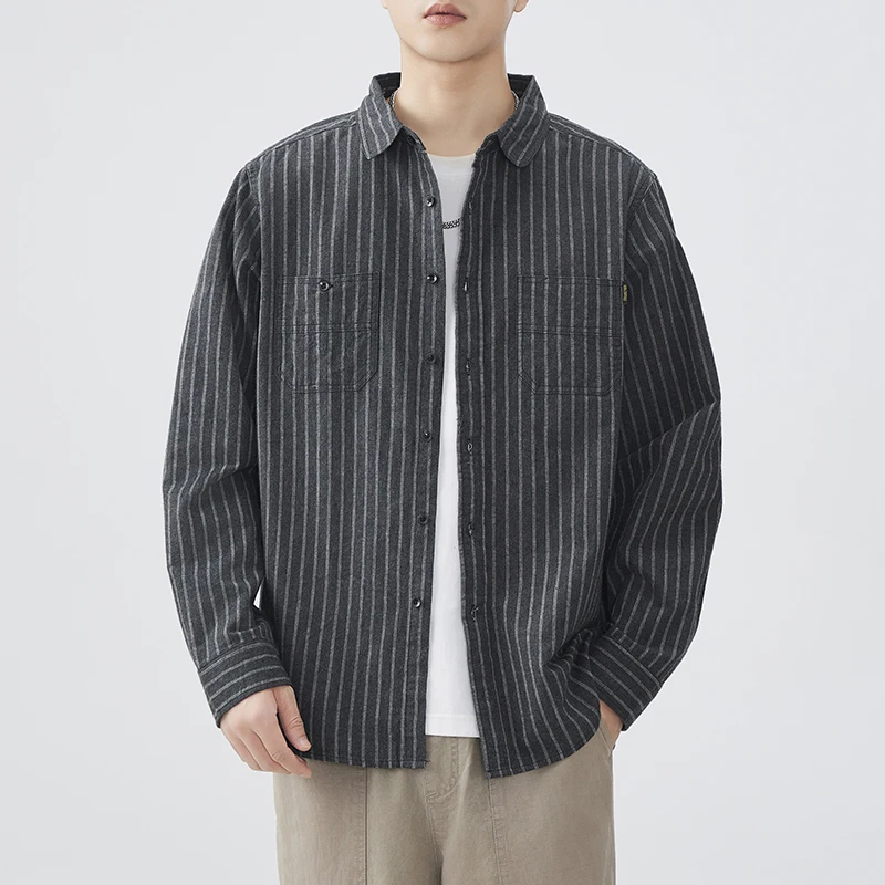Business Japanese Retro Autumn Outfit New Men's Casual Cotton Long Sleeve Vertical Striped Shirt American Workwear Brushed
Business Japanese Retro Autumn Outfit New Men's Casual Cotton Long Sleeve Vertical Striped Shirt American Workwear Brushed