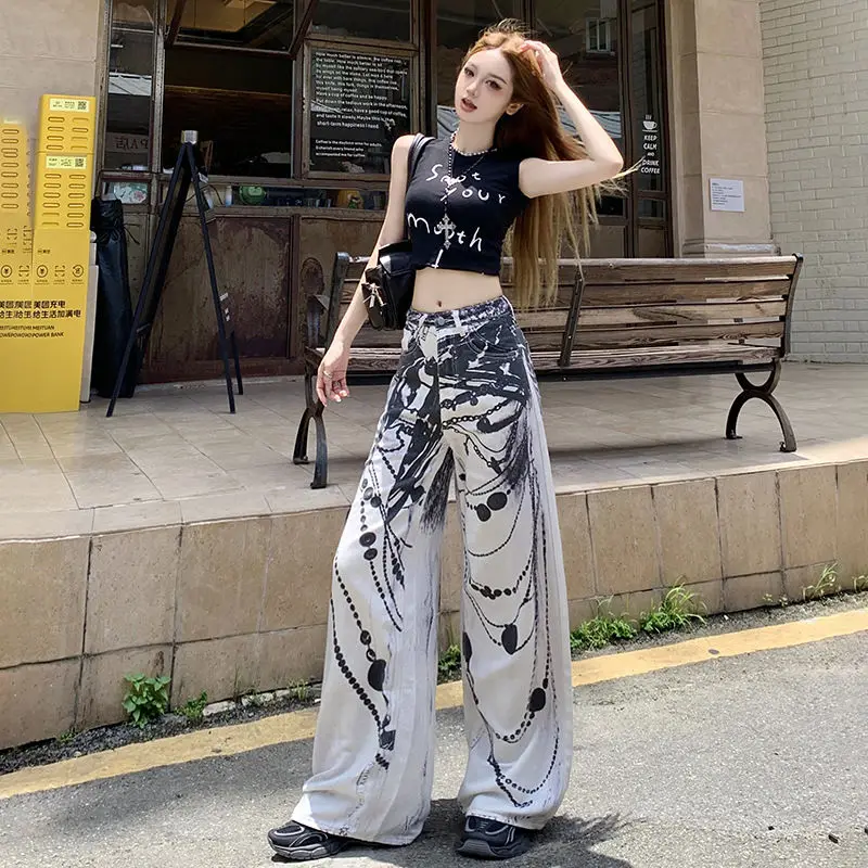 Ink Printing Design Wide-Leg Jeans Women 2025 Autumn New Niche High Waist Loose Slim Straight Trousers
Ink Printing Design Wide-Leg Jeans Women 2025 Autumn New Niche High Waist Loose Slim Straight Trousers