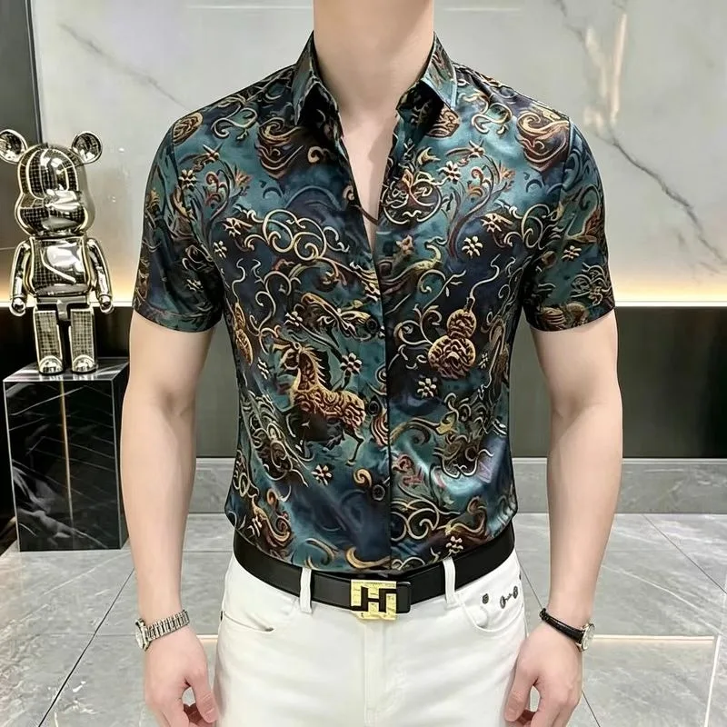 Summer Luxury Printed Short Sleeved Shirt for Men Retro Lapel Casual Business Shirts Versatile Social Street Wear Men's Clothing
Summer Luxury Printed Short Sleeved Shirt for Men Retro Lapel Casual Business Shirts Versatile Social Street Wear Men's Clothing
