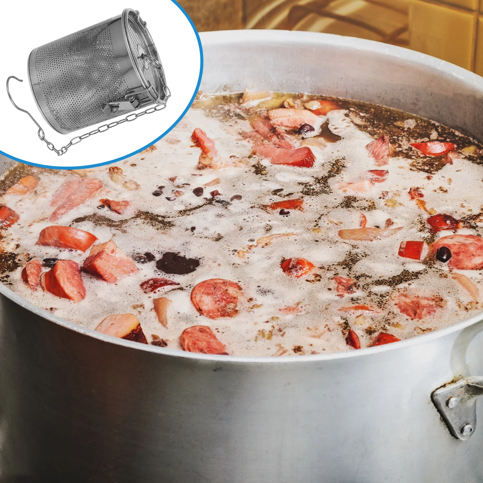 Stainless Steel Brine Basket Spice Strainer Fine Mesh Long Chain Detachable Soup Tea Braised Pork Stewed Seasoning Kitchen Bar
Stainless Steel Brine Basket Spice Strainer Fine Mesh Long Chain Detachable Soup Tea Braised Pork Stewed Seasoning Kitchen Bar