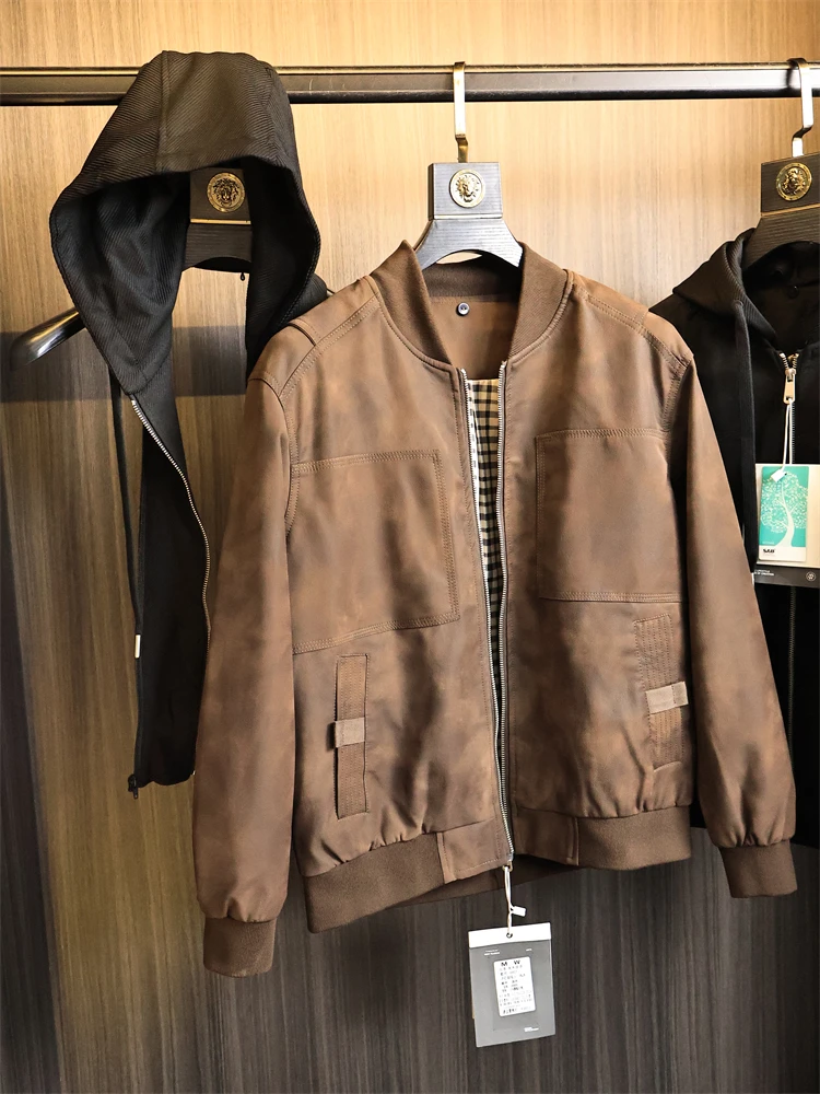 Litchi Pattern PU Leather Jaet with Hat Baseball Collar Loose Flight Sle Men's Pure Color Retro Autumn Outerwear Coat
Litchi Pattern PU Leather Jaet with Hat Baseball Collar Loose Flight Sle Men's Pure Color Retro Autumn Outerwear Coat