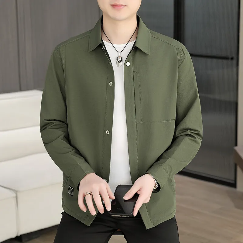 Casual Cotton Blend Men's irt Jaet Spring Autumn Wear Outerwear Comfortable Fit Long Sve Versatile for Middle Youth
Casual Cotton Blend Men's irt Jaet Spring Autumn Wear Outerwear Comfortable Fit Long Sve Versatile for Middle Youth