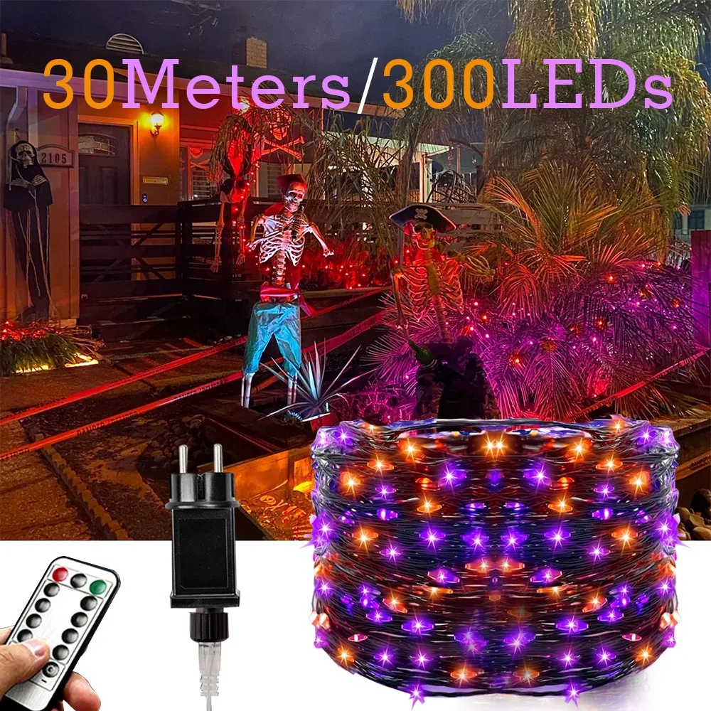 300 LEDs Halloween Orange and Purple String Lights, Halloween Fairy Lights 8 Modes For Outdoor, Garden, Balcony Party Hallowen
300 LEDs Halloween Orange and Purple String Lights, Halloween Fairy Lights 8 Modes For Outdoor, Garden, Balcony Party Hallowen