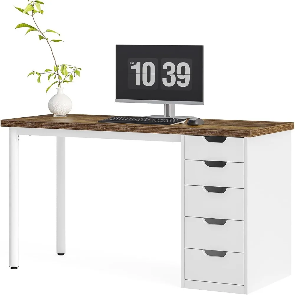Computer Desk with 5 Drawers, 47 Inch Modern Simple Study Writing Desk with Metal Frame, Work Desk for Home Office,
Computer Desk with 5 Drawers, 47 Inch Modern Simple Study Writing Desk with Metal Frame, Work Desk for Home Office,