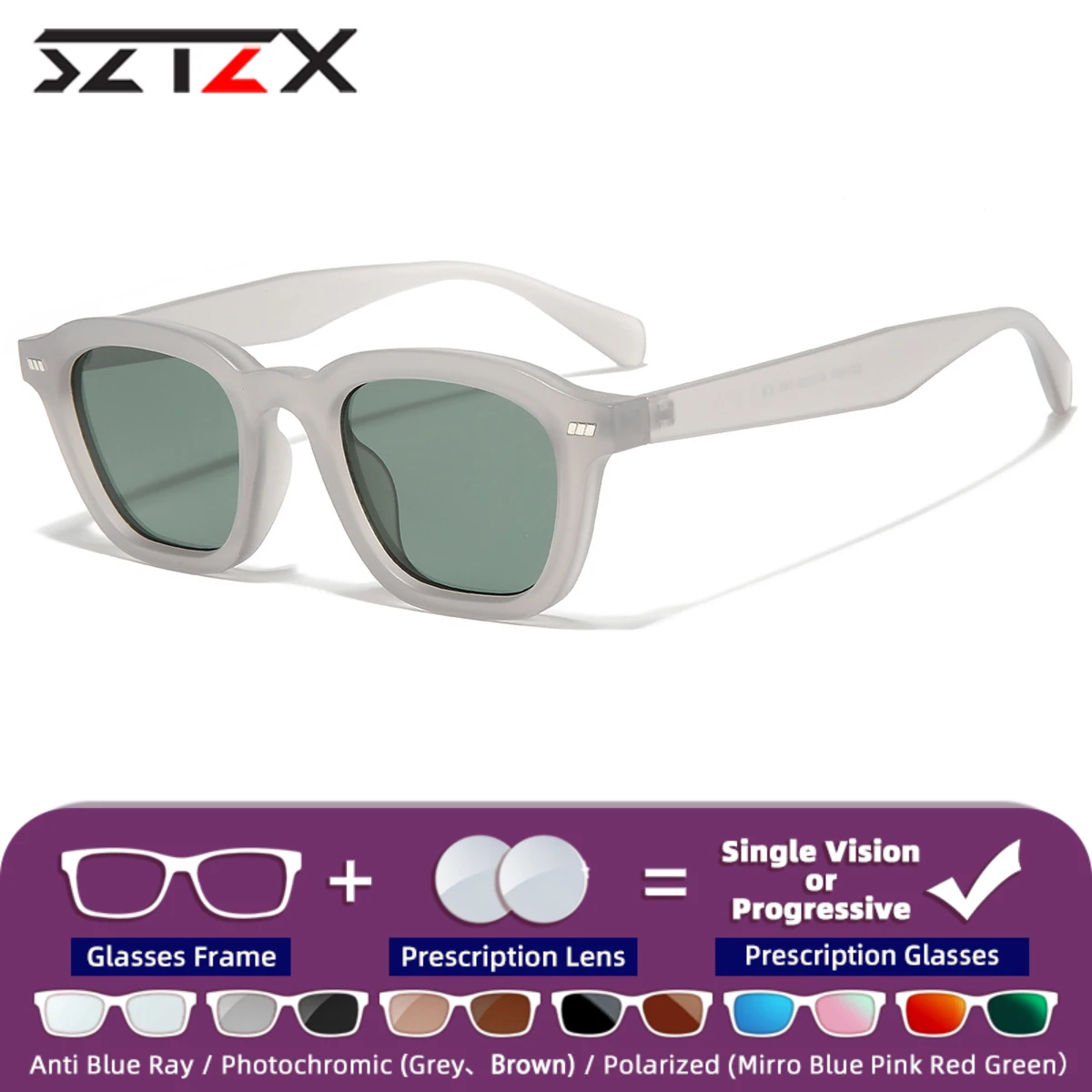 SZTZX UV400 Protection Myopia Polarized Sunglasses for Men Fashion Square Progressive Prescription Shade Sun Glasses For Travel
SZTZX UV400 Protection Myopia Polarized Sunglasses for Men Fashion Square Progressive Prescription Shade Sun Glasses For Travel