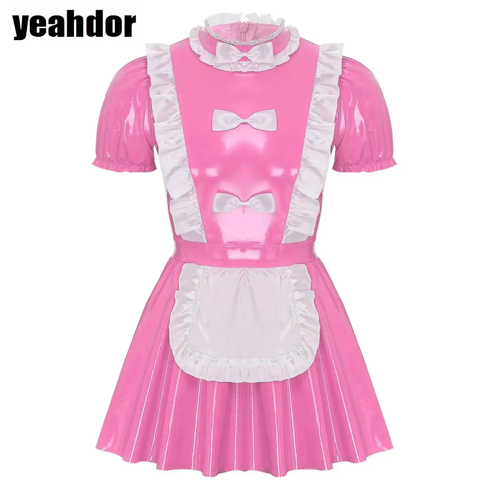 Mens Sissy Maid Uniform Dress Ruffles Trims Bow Apron Puff Sleeve A-Line Maid Dress Naughty Glossy Patent Leather Clubwear
Mens Sissy Maid Uniform Dress Ruffles Trims Bow Apron Puff Sleeve A-Line Maid Dress Naughty Glossy Patent Leather Clubwear