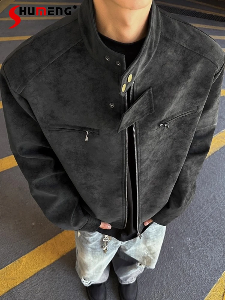 Мужские мотоциклетные куртки из искусственной кожи весна-осень 2023, новые ретро-стойки с воротником-стойкой, мужские кожаные пальто в американском стиле с принтом тай-дай 
Мужские мотоциклетные куртки из искусственной кожи весна-осень 2023, новые ретро-стойки с воротником-стойкой, мужские кожаные пальто в американском стиле с принтом тай-дай
