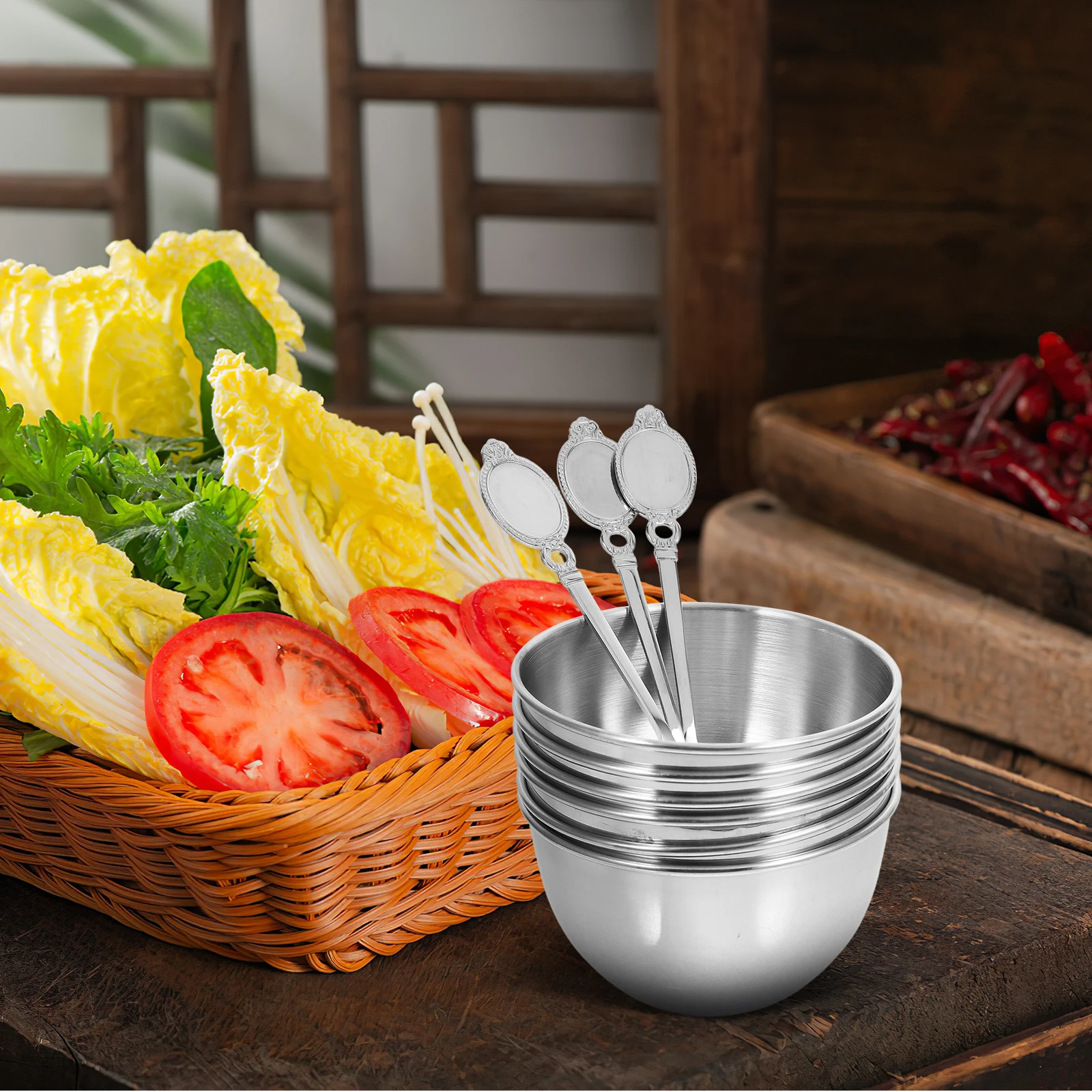 1 set 1 Of Stainless Steel Dipping Sauce Bowl Set Multipurpose Mini Seasoning Bowls Metal Condiment Holder For Bbq
1 set 1 Of Stainless Steel Dipping Sauce Bowl Set Multipurpose Mini Seasoning Bowls Metal Condiment Holder For Bbq