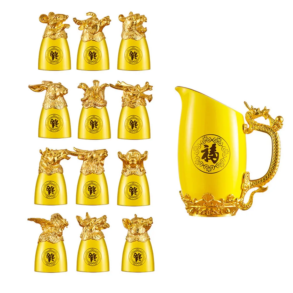 1Set Chinese Style Liquor Cup Kit Ceramic Wine Kettle and Cups Gold-Plated Zodiac Animal Design for Sake Spirits Water Bar Decor
1Set Chinese Style Liquor Cup Kit Ceramic Wine Kettle and Cups Gold-Plated Zodiac Animal Design for Sake Spirits Water Bar Decor