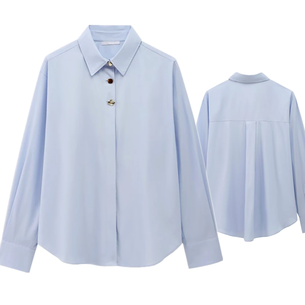 Jenny&Dave Minimalist Gold Button Light Blue Shirt Long Sleeved Top Poplin Shirt Women Fashion Office Ladies Blouse For Commutin
Jenny&Dave Minimalist Gold Button Light Blue Shirt Long Sleeved Top Poplin Shirt Women Fashion Office Ladies Blouse For Commutin