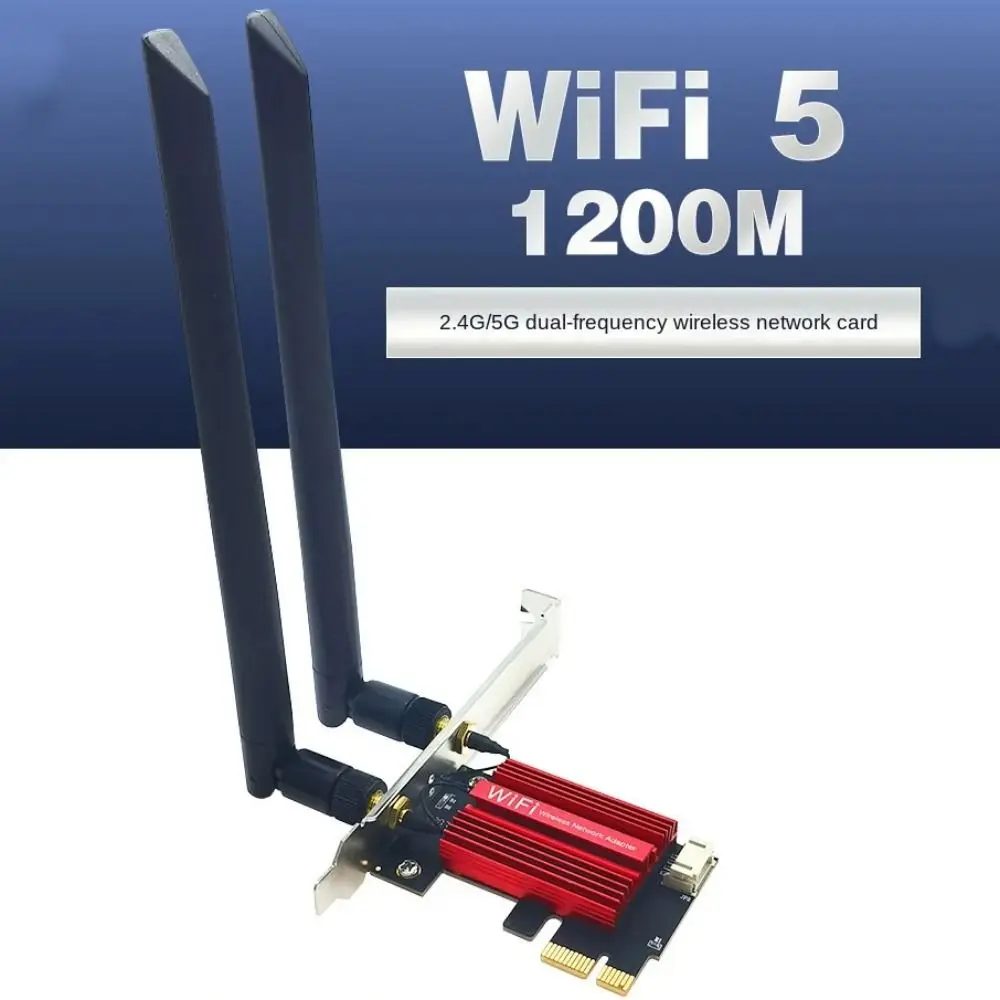 WiFi 5 Wireless Network Card Dual Band 2.4G/5GHz PCIE WiFi Adapter Antenna AC1200 USB Wifi Adapter for Computer/Phone/Tablet
WiFi 5 Wireless Network Card Dual Band 2.4G/5GHz PCIE WiFi Adapter Antenna AC1200 USB Wifi Adapter for Computer/Phone/Tablet